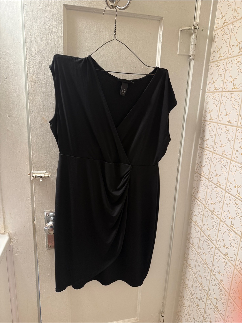 Lane Bryant Black Faux-Wrap Midi Dress